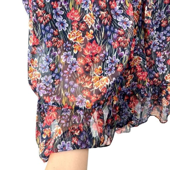 MISA Halima ruffle mini Dress in Augusta Floral Size XS chiffon button up violet - Picture 11 of 15